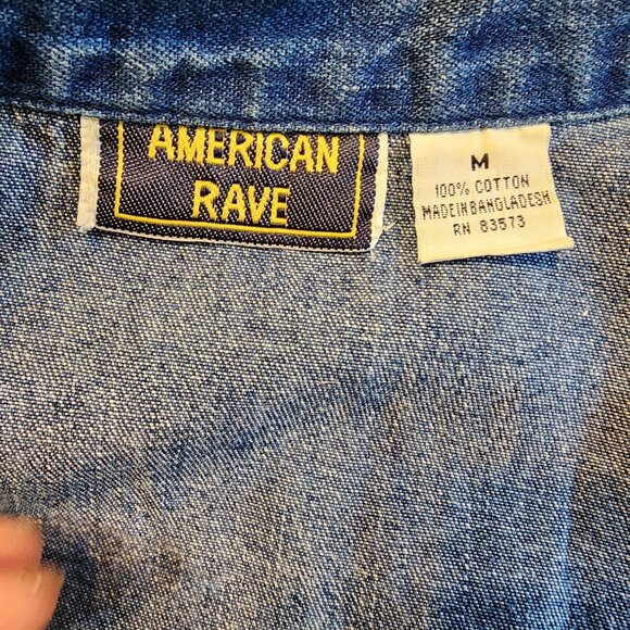 Vtg American Rave Denim Double Side Embroidered Collared Vest Size M, Cotton Y2K - Picture 2 of 14